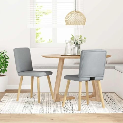 HETFTJN Esszimmerstühle 2er Set Hellgrau Stoff Modernes Design mit Holz-Metall-Gestell Bequemer Polsterstuhl 45 x 54 x 86 cm für Esszimmer Küche Wohnzimmer