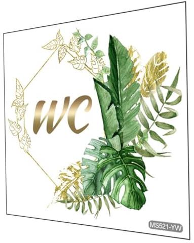 SAFIGLE Toiletten Wandaufkleber Pflanze Selbstklebend Badezimmer Wandtattoo Abnehmbar Wc Türschild Grün Pflanzendekor Einfach Anzubringen Badezimmer Aufkleber