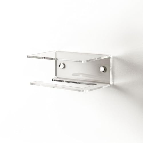 Aqa Design Porta rotolo carta igienica da parete, supporto WC in Plexiglass, montaggio a muro, design moderno antiruggine e salvaspazio - Trasparente - 15x11x6,5 cm