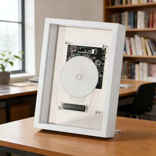 CD-Player mit Wandmontage, Bluetooth, 5.0, CD-Player mit Fernbedienung und LED-Display, Milchholzrahmen mit AUX 3,5 mm, kein Lautsprecher für Zuhause, Flur, Büro, Dekor (weiß)
