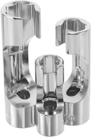 MUSISALY Kit de 3 Douilles en Alliage Argenté pour Injecteur Diesel et Capteur Thermique, Outil de Réparation Précis pour Ateliers de Maintenance Automobile