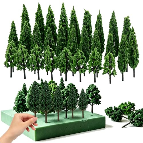 Modell Bäume Miniatur,50 Modellbau Bäume, Miniatur Bäume | Modellbau Landschaft Modell Bäume,Eisenbahn Landschaft Diorama Baum,Architektur Modellbau Bäum für DIY Mini Landschaftsbau
