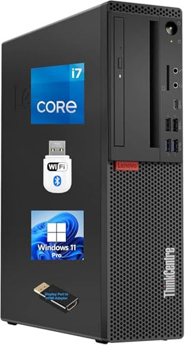 Lenovo ThinkCentre M720s SFF PC Desktop, Intel Core i7-8700T, 16 GB RAM, 512 GB SSD, WI-FI, Bluetooth, US-QWERTYT-Tastatur, Windows 11 Pro (Generalüberholt)