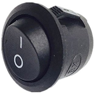 Petit interrupteur à bascule rond noir I/O Mini DC SPST circulaire