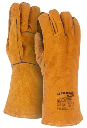 DONAU SAFETY Schweißerhandschuh aus Rindsleder für MIG-Schweißen/Größe 10 XL, 1 Paar/Hochwertige Produkte/Arbeitshandschuhe Leder/Lederhandschuhe Schutzhandschuhe/Farbe: Golden