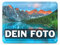 Tassendruck Blech-Schild mit Foto und Text selbst gestalten/Personalisierbar mit eigenem Bild als Metall-Poster / A5 (15x20cm) im Querformat/Weiss