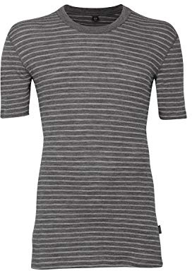 Dilling Merino Halbarmshirt für Herren - Bio Merinowolle Grau gestreift L
