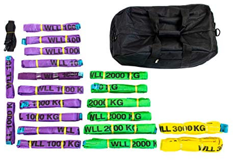 Dolezych Rundschlingen-Set 1000 - 3000 kg Tragfähigkeit, 20-teilig - Violett / Grün / Gelb