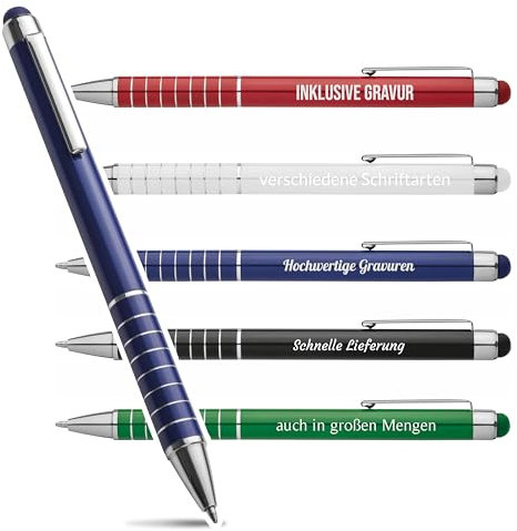 Your Gravur - Kugelschreiber mit Gravur | Touch - personalisierter Werbekugelschreiber - Kugelschreiber in verschiedenen Farben mit Wunschgravur - 1-2 Tage Lieferzeit - Anzahl: 50