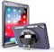 MadeRy Antigolpes Funda para iPad 2018 & 2017 9.7 / iPad Pro 9.7 / iPad Air 2 / iPad Air, Resistente a Prueba de Golpes Carcasa Cover con Soporte y Correa de Mano (Azul Oscuro)