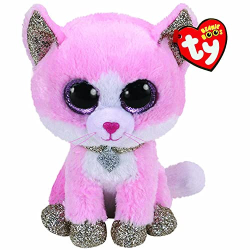 Ty Fiona Pink Cat Beanie Boo - Med, 24 CM