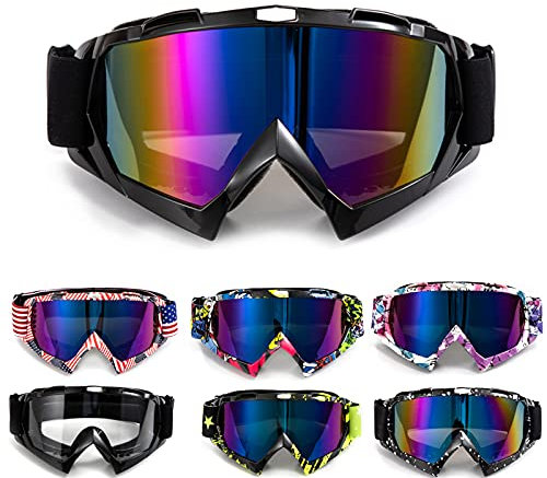 APEBAZY Lunettes de motocross, motocross, motocross, VTT, course hors route, lunettes d'équitation, coupe-vent, anti-buée, lunettes de ski UV