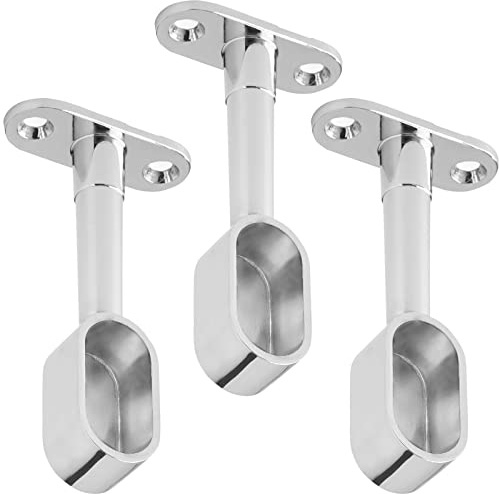 SOTECH 3 Stück Schrankstangenhalter Endstück für ovale Kleiderstangen | 30 x 15 mm Chrom poliert höhenverstellbar 84 - 112 mm Kleiderstangenträger Endstücke