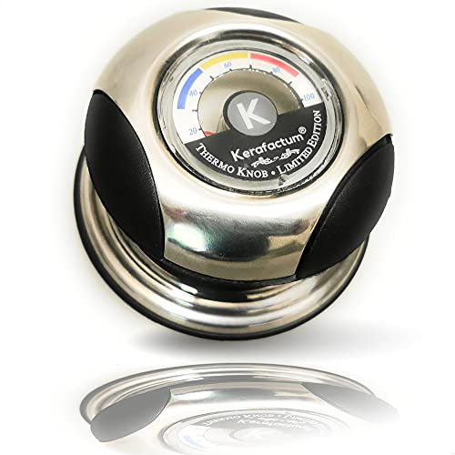 Kerafactum Poignée de rechange pour couvercle casserole avec thermomètre thermique - universelle couvercles casseroles et poêles, Noir/Argenté