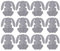 YARNOW Ostern Bestecktasche Besteckhalter grau Hasen Besteckbeutel Filz Besteckhülle Messer Geschirr Tasche Beutel Ostern Frühling Hochzeit Tischdeko 12 Stücke