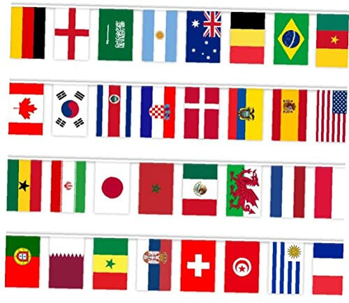 Danlai Qatar 10meters 32pcs String Flag Country Bunting National Flags Banner Football Event Garlands