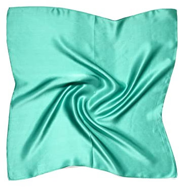 MayTree Seidentuch aus 100% Maulbeer-Seide - Quadratisch einfarbig türkis 53x53 - Luxuriöses Damen Halstuch - Eleganter Bandana-Schal für Damen - Luxus und Komfort für Erwachsene
