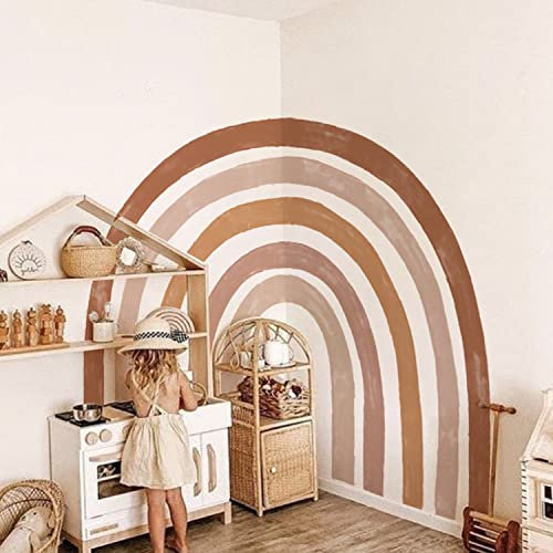 funlife 200x175cm Fabric Wandtattoo Regenbogen Groß, Selbstklebend Boho Regenbogen Wandsticker Kinderzimmer, Regenbogen Wandtatto Mädchen für Babyzimmer Schlafzimmer,Regenbogen Tapete