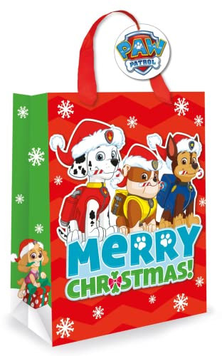 Offizielle Paw Patrol Luxus Weihnachten Geschenktüte - Chase, Skye, Rubble und Marshall Merry Christmas Edition (PTXG1)