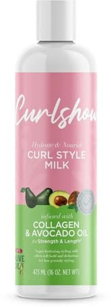 ORS Curlshow Hair Milk - Hair Cream, 473 ml - Enrichi d'huile d'avocat et de beurre de karité pour l'hydratation et la brillance, favorise la croissance et réduit la casse des cheveux
