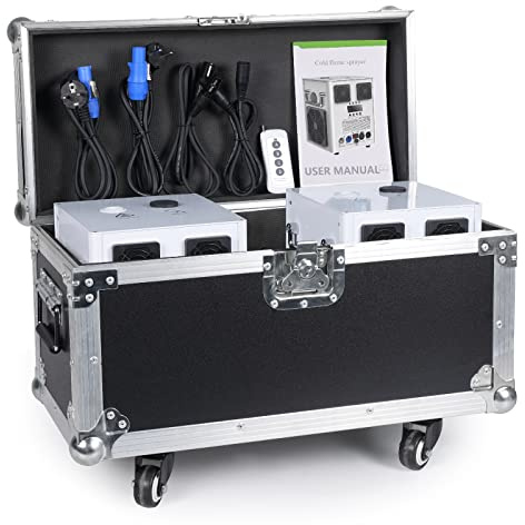 530W Pyrotechnikmaschinen DMX Mit Flightcase, 2CH Sparkular Machine mit Fernbedienung Höhenverstellbar, Bühneneffekt Funken-Maschine für Weihnachtshochzeiten, Bars, Halloween-Konzerte