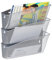 Relaxdays Zeitschriftenhalter Wand, 3er Set, Zeitungsablage, Wandfächer, HBT 39x36x12 cm, Magazinhalter, Metall, Silber
