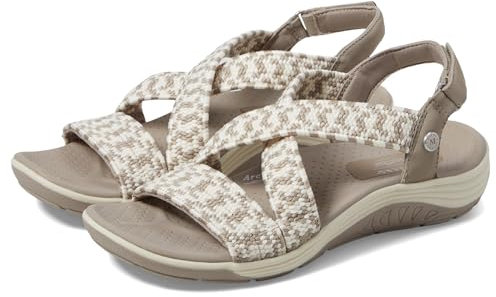 Skechers Women's Martha Stewart Reggae Cup-Coastal Trail Flat Sandal, Taupe Natural, 7