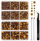 BEADSLAND pedreria hotfix,6080PCS piedras topacio strass termoadhesivas diamantes cristales para manualidades,Kit mixto de 6 tamaños con lápiz de cera y pinzas,SS6-SS30,Topacio Rhinestones