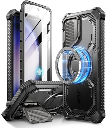 i-Blason Armorbox Cover per Samsung Galaxy S24 5G 2024, con Cover per Fotocamera che Funziona anche come Supporto, Custodia Robusta per Tutto il Corpo con Proteggi Schermo Integrato (Nero)