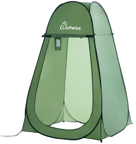 WolfWise Pop-Up Duschzelt, Groß Toilettenzelt, Umkleidezelt, Tragbar Camping Duschkabine WC Zelt Mobile Umkleidekabine Outdoor Klozelt Sichtschutz Geräumiges Privatzelt für Wandern Strand Grün