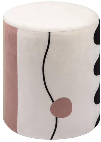 Atmosphera - Pouf Velours nofy Blanc et Rose d31cm