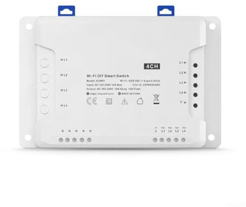 Interruptor inteligente Wi-Fi, control de aplicación de automatización del hogar de montaje en riel DIN de 4 canales (para Sonoff 4CH R3)