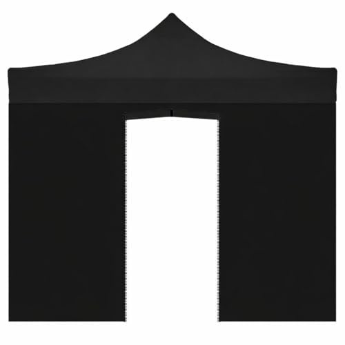 Seitenplane 3 x 2 m schwarz wasserdicht mit Tür zum Aufrollen für faltbaren Pavillon