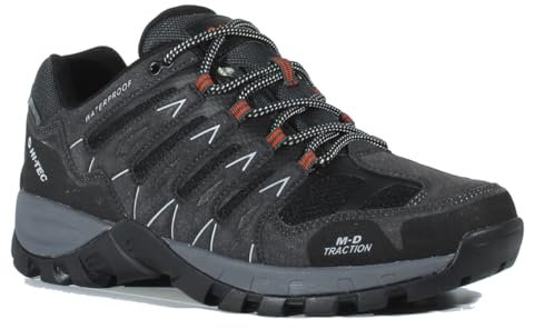 HI-TEC Muflon Low Trekkingschuhe für Herren, wasserdicht, Wanderschuhe für Herren, Kohlegrau / Orange (Burnt Orange), 41 EU