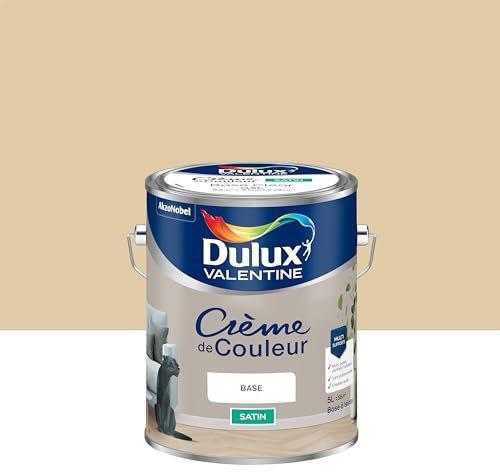 Dulux Valentine Crème de Couleur - Peinture multi-supports intérieure - Satin Biscuit 5 L