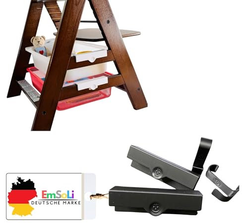 EmSoLi Trofast Adapter kompatibel für Hochstuhl Hauck Alpha für Plastikwannen und Körbe,Haken (Schwarz, Trofast Adapter + 2 Haken)