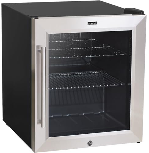 50L Worktop Wine Beer Drinks Fridge Cooler - Steel & Glass LED 64x 330ml Cans