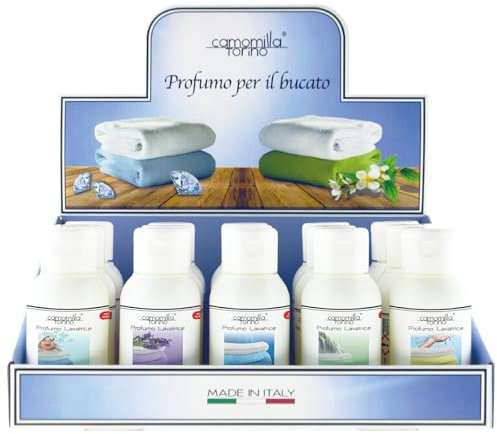 Set da 4 x 100 ml Profumi per il bucato Linea Classica, Talco, Lavanda, Muschio Bianco, Milla Breeze (Camomilla Torino)