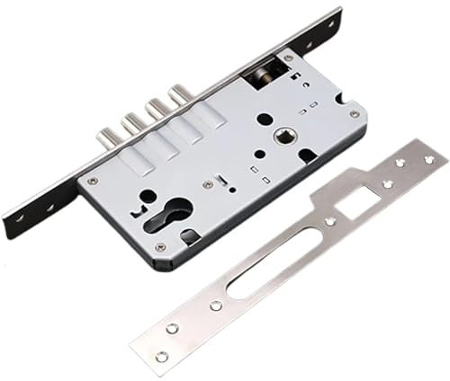 Serrures Mortaiser avec boulons 50/85mm, Serrure à encastre axe 50mm,Coffre 173 mm,Réversible-Serrure à encastrer pour portes en bois-avec Gâche et Vis - Double corps de serrure antivol(50x85mm)