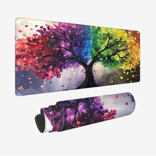 Color Mouse Pad,Large Mouse Mat 19.69x9.85inch,Four Seasons Tree Desk Mat,Gaming Mouse Pad Waterproof,Soft Smooth Surface and Anti-Slip Rubber Base Gaming Mouse Mat,Improved Precision and Speed JC-60