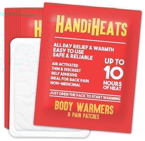 10 x HandiHeats - self-Adhesive Warmers - Disposable Stick On Heat Pads for Back, Muscle, Period Pain, Hiking Skiing Snowboarding - Pain Patches Body Warmers - Air Activated 10 Hours of Heat