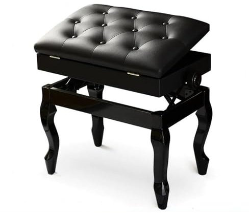 Klavierbank, Verstellbarer Deluxe-Klavierhocker aus Massivholz mit Notenfach – 10 cm höhenverstellbare Klavierbank für Guzheng-E-Piano (braun)