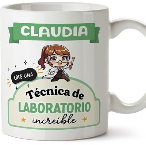 MUGFFINS Tazas Personalizadas para TÉCNICA DE LABORATORIO mujer - En Español - Eres increíble - Kawaii - 11 oz / 330 ml - Regalo Personalizable original y divertido
