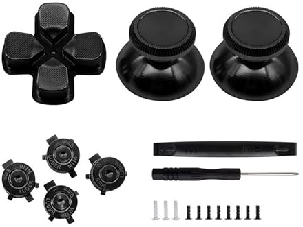 Metall Tasten Buttons Sticks für PS5 Controller Thump Grips D-Pad Aktionstasten Steuerkreuz (Schwarz)