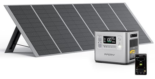 AFERIY Generateur Electrique Portable 2400W avec Panneau Solaire 400W, Batterie Nomade 2048Wh Generateur Electrique avec Panneau Solaire Pliable 400W, Station Electrique pour Camping/RV/Off-Grid