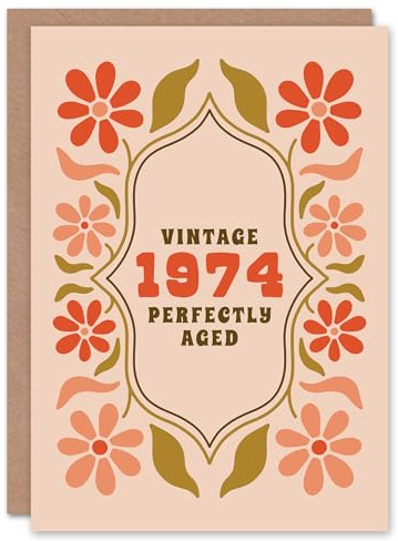Artery8 Vintage Year Floral Flowers Her Born 1974 Aged 51 Years Old 51st Birthday Card Mum Gran Wife