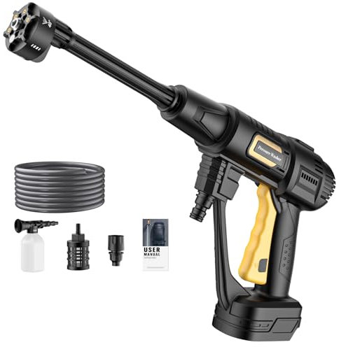Cordless Pressure Washer for 18V (NO battery) Portable Battery Pressure Washer Jet Washers for Car Garden Home Patio with foam spray pot and 5m water hose, 6 in 1 Nozzles Water Gun