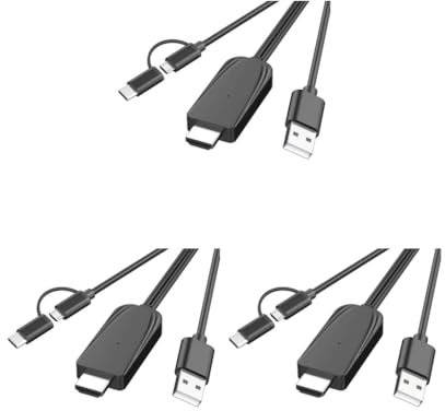 Tityvirnix Juego de 3 adaptadores 1080P tipo C/Micro USB a cable HDTV, cable adaptador de 2 metros