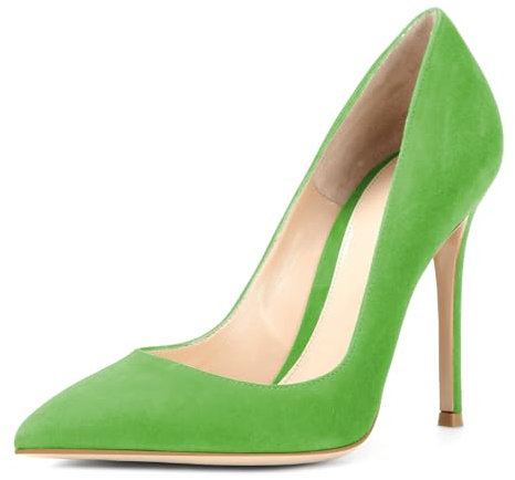 Soireelady Scarpe Tacchi a Spillo Donna Slip on 12 CM a Punta Scarpe Stiletto Chiusa Tacco Donna Elegante Sexy per Abito Party Verde Oliva EU38