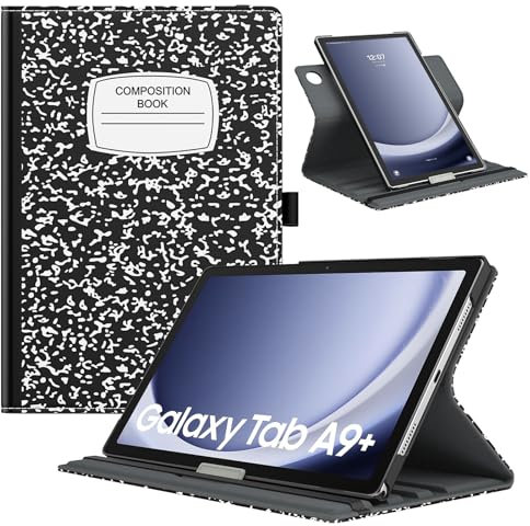 TiMOVO Funda para Samsung Galaxy Tab A9+/A9 Plus 11 Pulgadas 2023 SM-X210/X216/X218, Cubierta de Soporte Giratorio de 90 Grados, Auto Activación/Reposo para Galaxy Tab A9+ Tablet, Notebook Negro